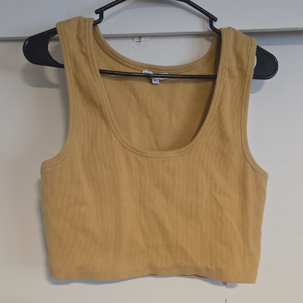 Bohemian Mama 100% Organic Cotton Yellow Marigold Ribbed Crop Tank